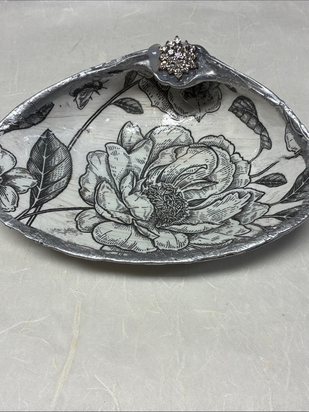 Floral Ceramic Decorative Trinket Shell Jewelry Dish